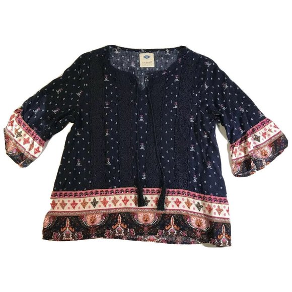 Wild Blue Sadie Robertson Tops - Junior Women’s Small Wild Blue Sadie Robertson Peasant Blouse Top - 3/4 Sleeves